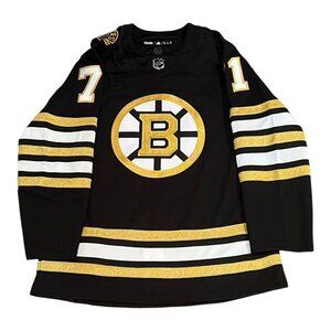 adidas Boston Bruins Hockey Jersey Black Gold Taylor Hall 100th Men IM8282 Sz 46